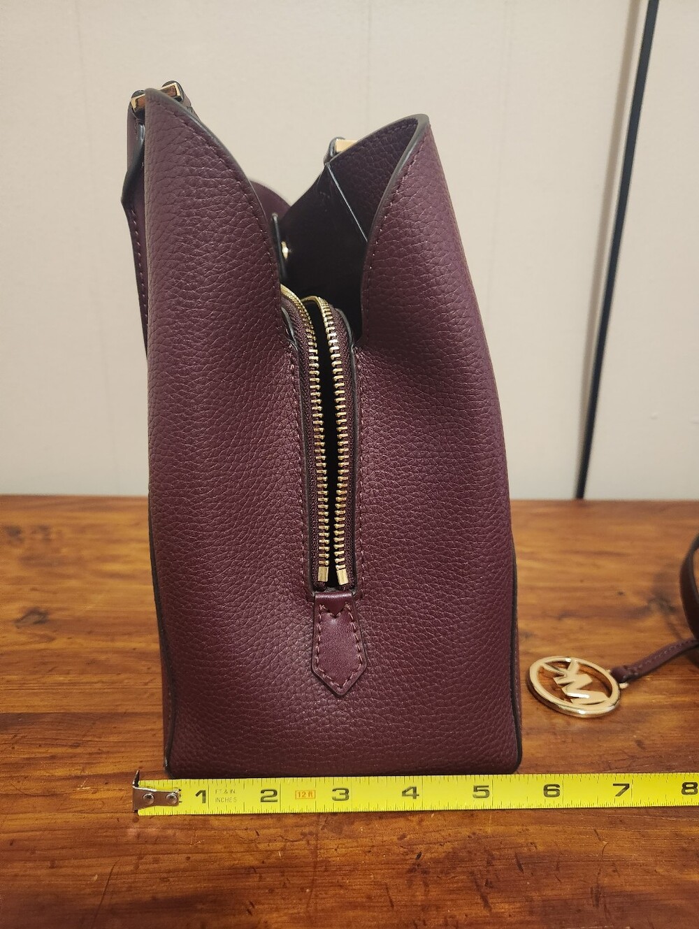 Michael Kors Women's Burgundy Leather Satchel - Picture 9 of 9
